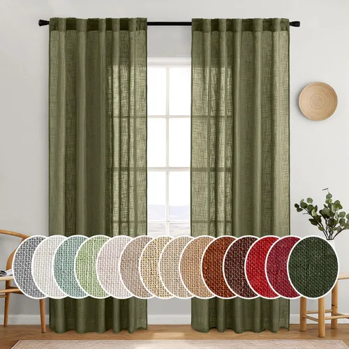 Miniatura 92 de MIULEE Cortinas de lino blanco de 108 pulgadas de largo para dormitorio, sala de estar, cortinas de ventana con textura de lino suave y grueso, Lino