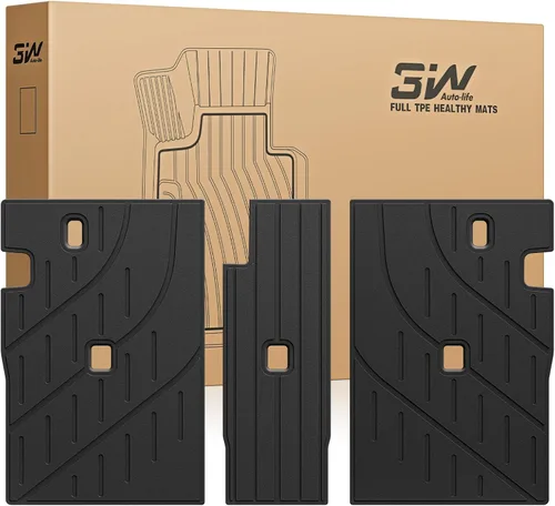 Miniatura 25 de 3W - Alfombrillas de piso para automóvil, para todo tipo de clima, de elastómero termoplástico (TPE), juego completo para 1ª y 2ª filas, color negro
