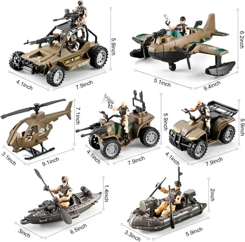 Miniatura 3 de Conjunto de juguetes de hombres del ejército de 78 en 1 con camión militar realista/helicóptero/barco kayak/motocicleta/figuras de acción de hombres
