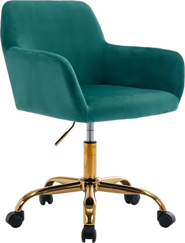 Miniatura 14 de KCC Silla de Tocador de Maquillaje de Tela de Pana, Sillón Giratorio Esponjoso Moderno con Ruedas, Tapizada Mullida de Altura Ajustable para Niñas
