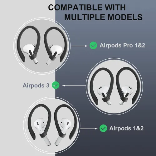 Miniatura 6 de 2 pares de ganchos para orejas de AirPods para AirPods Pro 2, AirPods Pro, AirPods 4, 3, 2 y 1, ganchos deportivos con clip antideslizantes