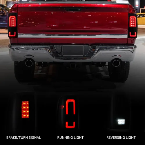 Miniatura 4 de HAKA TOUGH Conjunto de luces traseras LED para Dodge Ram 1500 2009-2018 Dodge Ram 2500/3500 2010-2018 2010-2018 luces traseras ahumadas negras