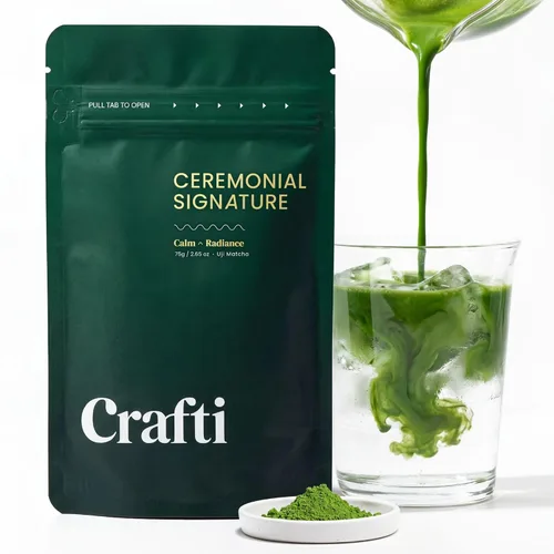 Miniatura 17 de Crafti Polvo de matcha de grado ceremonial (orgánico) – Polvo de té verde matcha japonés auténtico sin azúcar de Uji, Kyoto para lattes de grado
