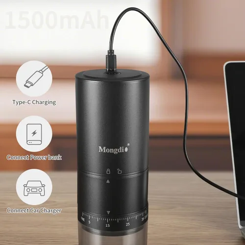 Miniatura 7 de Mongdio Molinillo de café eléctrico portátil con 38 ajustes ajustables, molinillo de café eléctrico con núcleo de acero inoxidable, para viajes