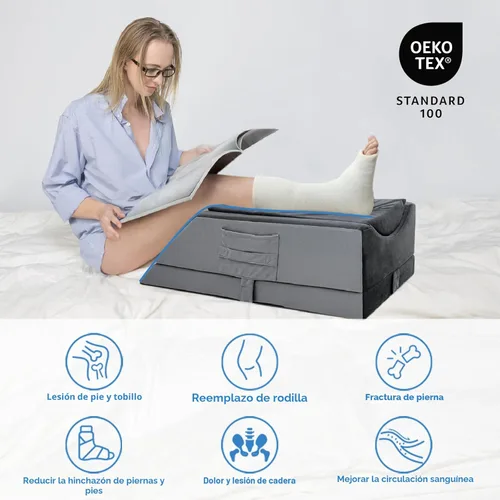 Miniatura 5 de Almohadas para elevar la pierna Kehangte después de la cirugía, almohada para elevar la pierna ajustable en 4 alturas, equipo de recuperación