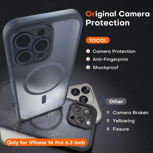 Miniatura 650 de TOCOL Funda para iPhone 11, compatible con Magsafe, protección completa de cámara, imanes integrados, protección contra caídas, funda translúcida