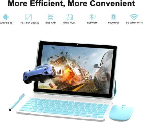 Miniatura 2 de Tableta Android 15 de 10 pulgadas (NO GO) Tabletas con teclado 64GB ROM+12GB RAM (expansión 4+8) Soporta expansión de 1TB 2MP+8MP Cámara dual Azul