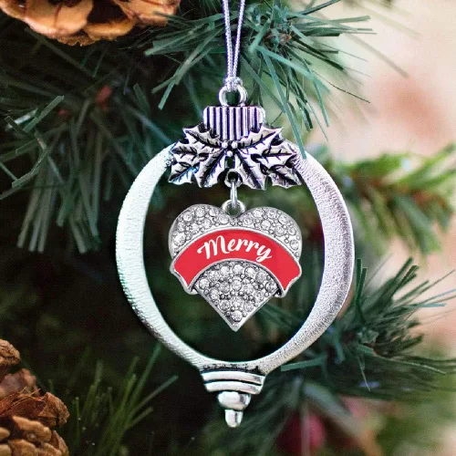 Miniatura 3 de Inspired Silver - Red Merry - Adorno de Navidad plateado - Adorno de árbol de Navidad con dije de corazón con circonita cúbica - Decoración colgante