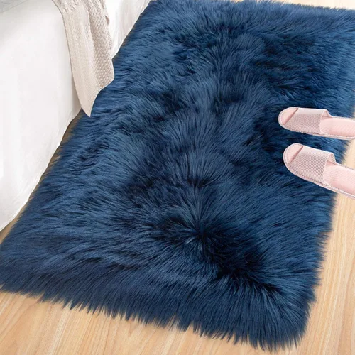 Miniatura 24 de LOCHAS Alfombra mullida ultrasuave, alfombra de pelo sintético de oveja, para el dormitorio, para colocar junto a la cama, para la sala