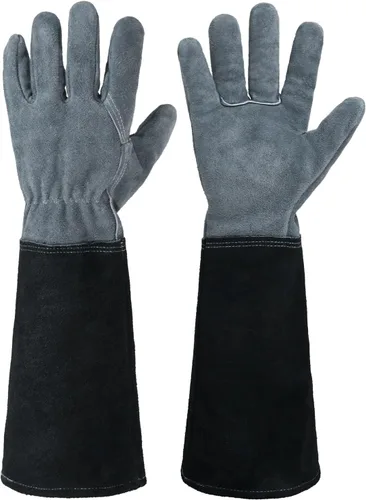 Miniatura 18 de HANDLANDY Guantes de jardinería de cuero, guantes largos a prueba de espinas, guantes de jardín resistentes, longitud al codo, guantes de poda