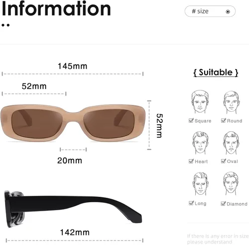 Miniatura 4 de kimorn Lentes de sol rectangulares para mujeres y hombres, modernos, retro, a la moda, gafas de sol vintage de los años 90, protección UV 400, marco
