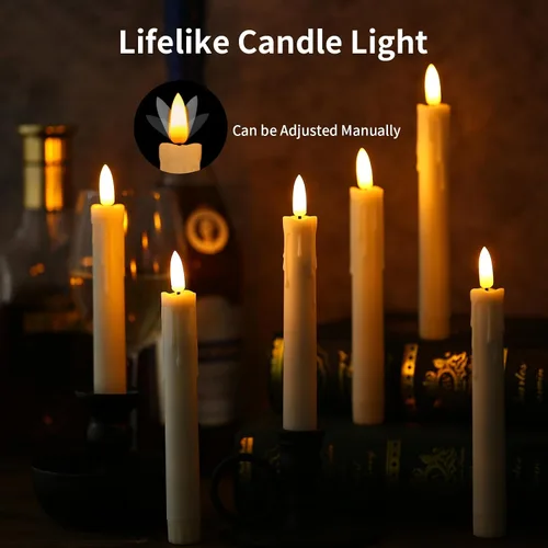 Miniatura 5 de YBU Velas cónicas sin llama con control remoto de 7 pulgadas, velas LED con temporizador de luz parpadeante, atenuador, velas de ventana a