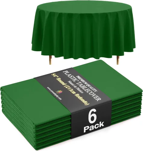 Miniatura 44 de Exquisite 66% Thicker Premium Aqua Round Tablecloth 0.5 Mil 6 Pack Plastic Table Cloth Disposable 84 Inch Round Plastic Tablecloth Won't Tear Easily