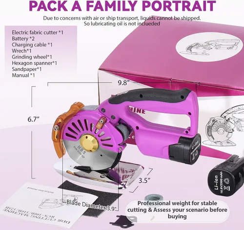 Miniatura 8 de BAOSHISHAN - Tela eléctrica inalámbrica y recargable giratoria, velocidad ajustable 2 x 2500mAh Battery, Round Blade Fabric Cutting Machine for