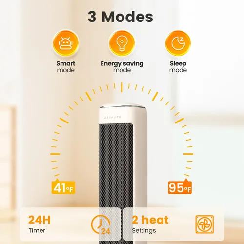 Miniatura 5 de Calentadores de espacio de 25 pulgadas para uso en interiores, habitaciones grandes, calentadores eléctricos para uso en interiores con termostato
