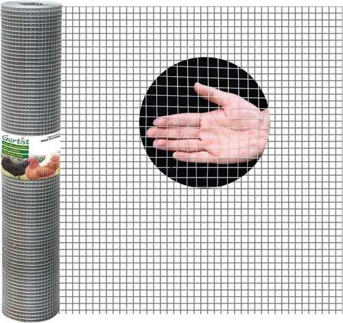 Gartist 1/2 pulg. 16"x50' Galvanizada Tela de Malla, 19Ga Alambre de Gallinero Soldado en Caliente por Puntos, Rollo de Valla para Prevenir
