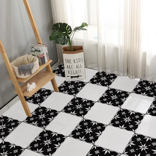 Miniatura 4 de Juego de plantillas de suelo de azulejos grandes (4 diseños, 12 x 12 pulgadas) Plantillas de pared reutilizables con patrón mexicano Juego