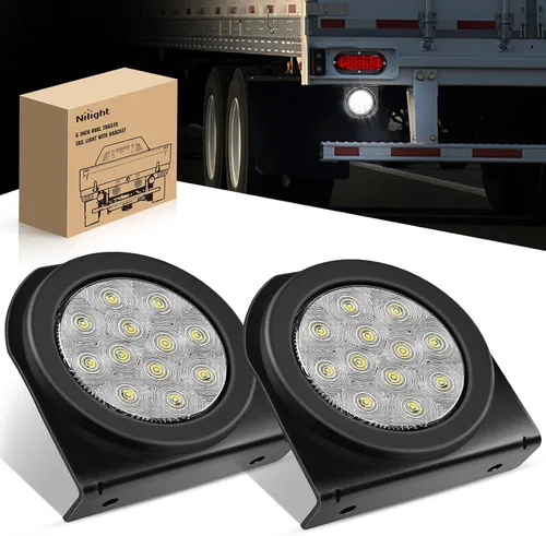 Miniatura 19 de Nilight Luz de faro trasero, redonda, 4 pulgadas, 2 piezas, 24 luces LED rojas, parada, freno, giro, ojales de montaje empotrado, impermeabilidad