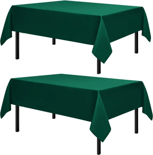 Miniatura 29 de Romanstile Mantel rectangular de poliéster, paquete de 2 manteles rectangulares de 60 x 84 pulgadas, resistentes a las manchas y a las arrugas, Negro