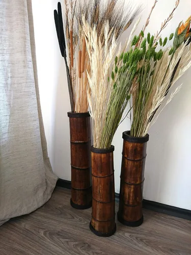 Miniatura 3 de Bamboo Floor Vases Available in Different Heigh, Set of 3