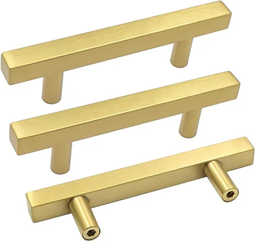 Miniatura 17 de Goldenwarm Paquete de 5 manijas negras de gabinete de 2-1/2 pulgadas (2.520 in) color negro mate, tiradores de cajón en T para armarios de cocina