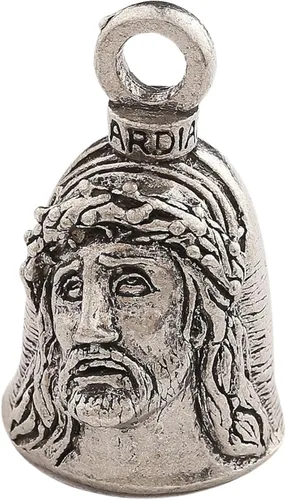 Miniatura 18 de Guardian Bell Campana religiosa de buena suerte con llavero y bolsa de regalo de terciopelo negro Campana de motocicleta Peltre sin plomo
