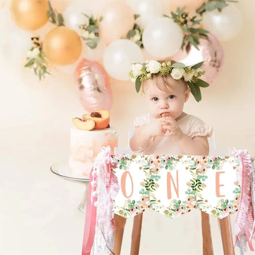 Miniatura 2 de Decoraciones de cumpleaños para bebé 1er cumpleaños para silla alta, cartel de jardín temático para fiestas, accesorios para fotos