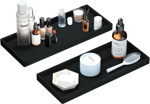 Miniatura 9 de BBK Bandeja de Tocador de Baño - Paquete de 2 (7.8" y 11.8") Bandejas de Silicona para Baño para Encimera, Bandeja para Perfume Llaves Baratijas