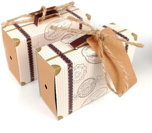 SCCJGL 45 cajas de regalo para maletas con temática de viaje, caja de regalo vintage de papel kraft para decoración de viajes, fiesta temática,