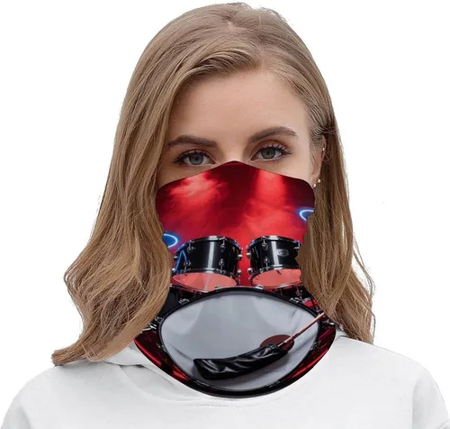 Miniatura 5 de Cool Drum Set Neck Gaiter for Men Women Upf 50+ Sun Protection Balaclava Face Mask Cover Moisture Wicking & Quick Dry Neckerchief Seamless Ski Mask