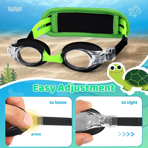 Miniatura 6 de Vvinca Gafas de natación para niños con correa de tela, sin enredos, sin dolor, antivaho para piscina, sin fugas, para niños y niñas