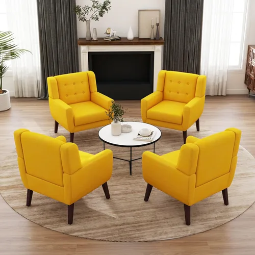 Miniatura 50 de Silla decorativa de piel sintética, moderna silla tapizada para sala de estar, cómodos asientos individuales con botones, asiento de lectura Negro
