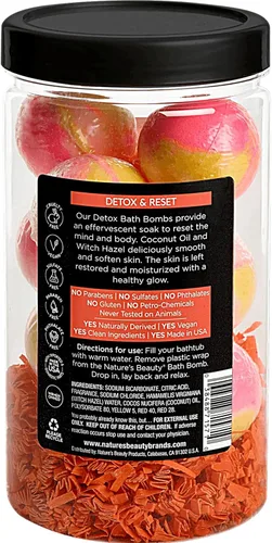 Miniatura 7 de Nature's Beauty Juego de regalo de bomba de baño desintoxicante de jengibre naranja, bomba de spa de lujo con aroma cítrico + aroma a pachulí
