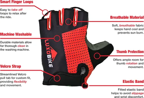 Miniatura 2 de LuxoBike - Guantes de ciclismo, guantes de bicicleta de montaña, guantes de bicicleta Antideslizante, absorción de golpes, acolchado, transpirable