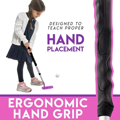 Miniatura 5 de Franklin Sports Juego de Golf para Niños - Juego de Palos de Golf de Plástico Ajustable para Jóvenes - Juego de Golf de Plástico para Niños con Rosa
