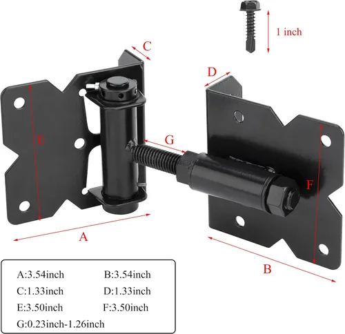 Miniatura 4 de Bisagras de puerta de cierre automático, accesorios ajustables y resistentes, kit de bisagras de puerta de 90 grados para madera/vinilo/metal/valla
