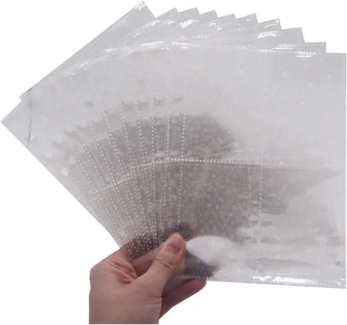 Miniatura 8 de 6 agujeros transparentes de PVC con holograma y bolsillos para archivar hojas sueltas, carpeta de documentos, protector de hojas de página de papel