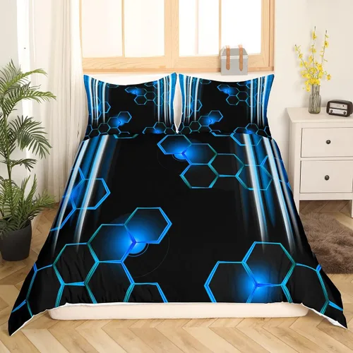 Miniatura 13 de jejeloiu Juego de funda de edredón negra para niños, niñas, adolescentes, decoración de habitación, juego de funda de edredón moderno
