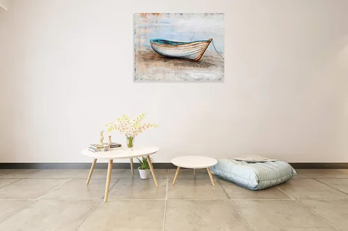 Miniatura 5 de SYGALLERIER Lienzo costero pintado a mano, pintura de naturaleza muerta, cuadros náuticos modernos, arte estético para sala de estar, dormitorio
