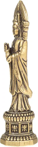 Miniatura 8 de FENGSHUI-CAISHEN Pequeña estatua de cobre Guan Yin, hecha a mano para meditar la decoración zen, pequeña figura de Quan Yin, Baby Kwan Yin