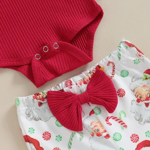 Miniatura 6 de Kuriozud Conjunto de mameluco con volantes para bebé recién nacida, con volantes, lindo conjunto de pantalones acampanados con diadema