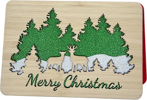 Miniatura 26 de 67 divertidas tarjetas de madera de Navidad, Ho Merry Chaos‑Mas, interior rojo en blanco para mensaje personalizado, regalo para familiares