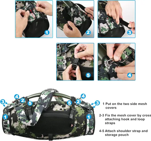 Miniatura 6 de Correa de transporte de viaje para JBL Boombox 3/Boombox 3 Wi-Fi impermeable altavoz portátil, correa para el hombro con dos cubiertas laterales