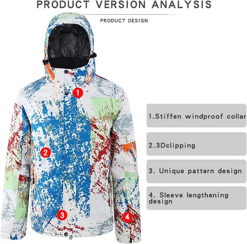 Miniatura 3 de HOTIAN Mens Ski Jackets Waterproof Snowsuits Insulated Outdoor Winter Coats