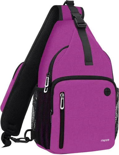 Miniatura 14 de MOSISO Mochila tipo bandolera, bolsa de hombro cruzada, bolsa de viaje para senderismo, bolsa de pecho con bolsillo frontal cuadrado y puerto