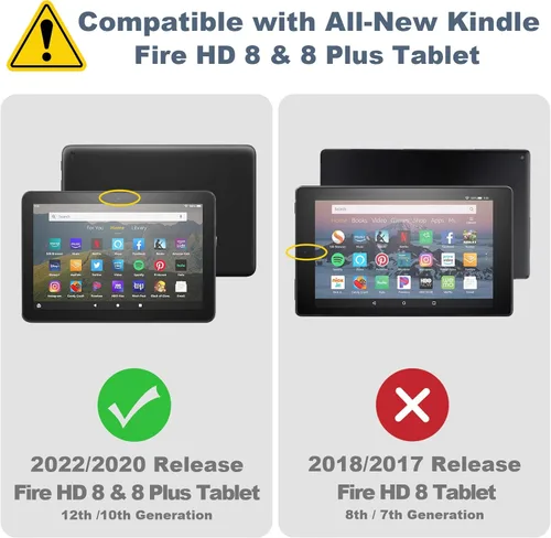 Miniatura 2 de ACdream Funda para tablet Fire HD 8 y 8 Plus (12ª generación/10ª generación, versión 2022/2020), funda de cuero tipo folio, soporte plegable, Z