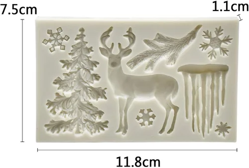 Miniatura 6 de Moldes de chocolate de Navidad, molde de silicona 3D, diseño de ciervos con temática de Navidad, molde de fondant, molde de copo de nieve para hacer