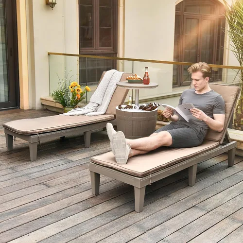 Miniatura 2 de YITAHOME - Tumbonas para exteriores con cojín y respaldo ajustable, tumbonas resistentes para patio junto a la piscina, fácil montaje, impermeables