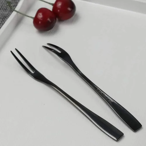 Miniatura 5 de Teyyvn Tenedores de fruta de 8 piezas, tenedor de acero inoxidable de 2 puntas, tenedor de cóctel Bistro