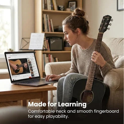 Miniatura 6 de Fender Guitarra acústica FA-125 Dreadnought - Paquete negro con estuche, afinador, correa, cuerdas, púas y DVD instructivo de Austin Bazaar